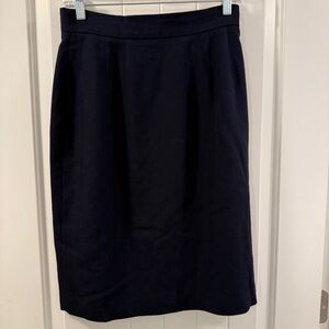 Bill Burns New York Navy Herringbone Pencil Skirt 100% Wool Vintage